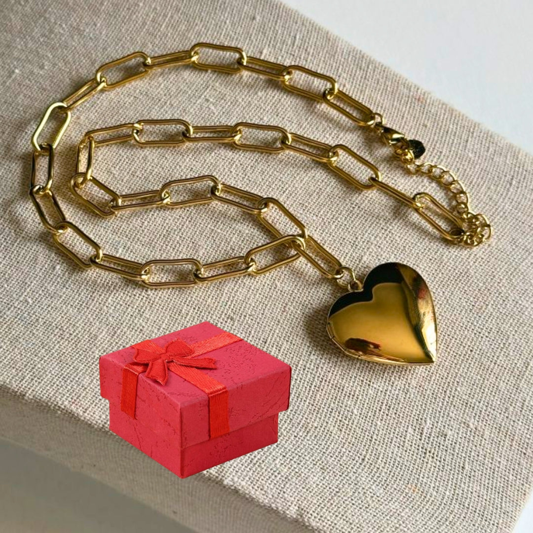 Collar Dorado Colgante Corazón/ Chapado Oro 18K