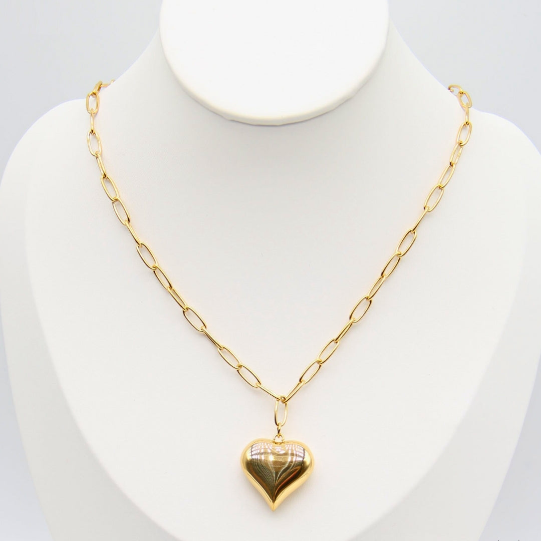 Collar Dorado Colgante Corazón/ Chapado Oro 18K